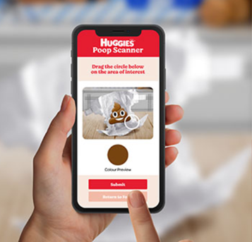 Huggies Poop scanner app on phone